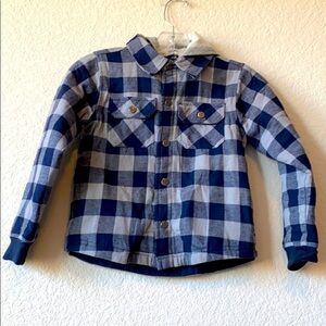 Toughskins flannel fleece lined shacket blue grey